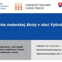 Publicita: Novostavba materskej školy v obci Vyšná Olšava