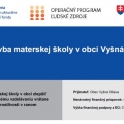 Publicita: Novostavba materskej školy v obci Vyšná Olšava